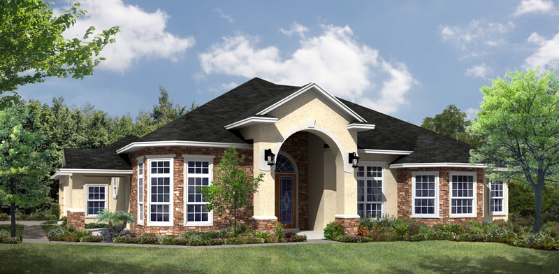 3D Architectural Rendering  with Landscaping of  a Single Family home by Kemp Design Services