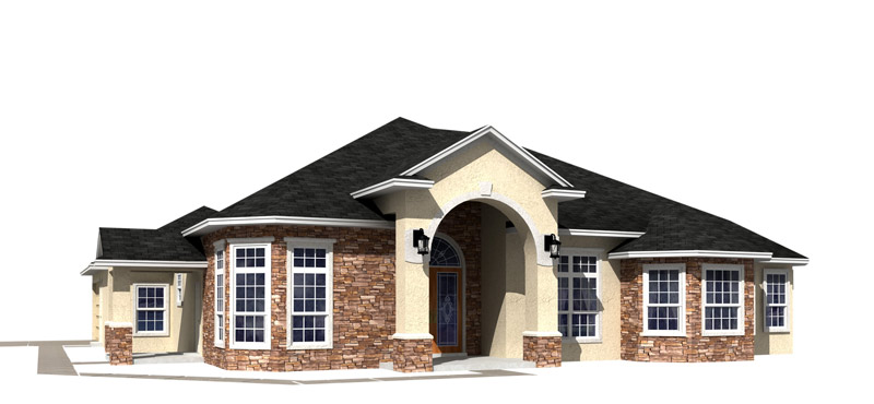 3D Architectural Rendering of a Single Family Home without Landscaping