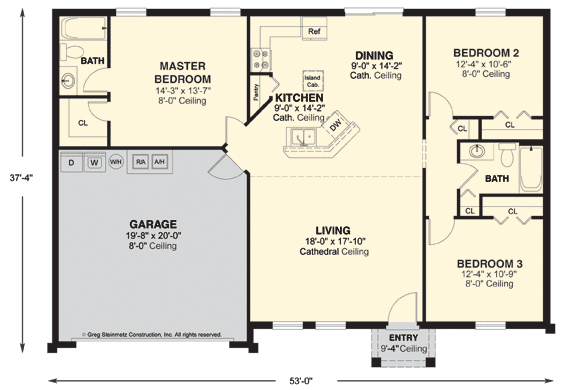 Color Floor Plan of Single Family Home by Kemp Design Services