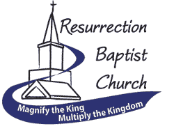 Resurrection Baptist Church Logo by Kemp Design Services depicting steeple, corss and banner